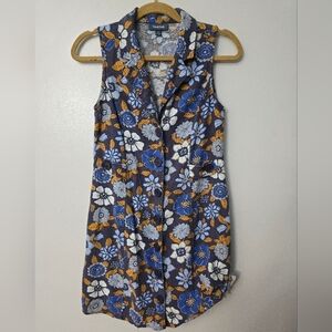 ModCloth Coasting Along Dress Women Size 2 Floral Blue Orange Jersey